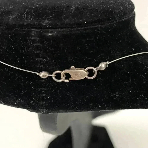 Baroque Pearl Wire Floating Necklace Silver .925 15" Choker - Picture 5 of 8